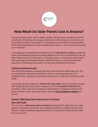 How Much Do Solar Panels Cost in Arizona?