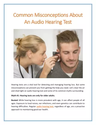 Common Misconceptions About An Audio Hearing Test
