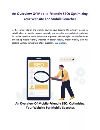 An Overview Of Mobile-Friendly SEO: Optimizing Your Website For Mobile Searches