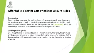 Affordable 2 Seater Cart Prices for Leisure Rides