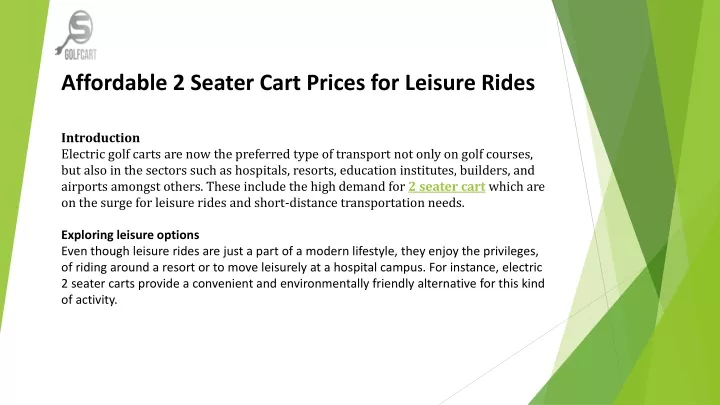 affordable 2 seater cart prices for leisure rides