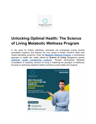 Unlocking Optimal Health_ The Science of Living Metabolic Wellness Program