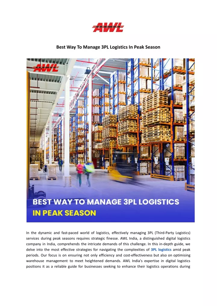 best way to manage 3pl logistics in peak season