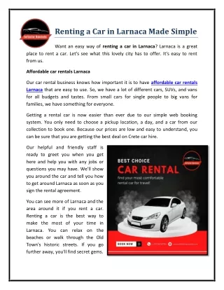 Renting a Car in Larnaca Made Simple