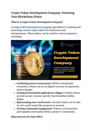 Crypto Token Development Company_ Powering Your Blockchain Vision