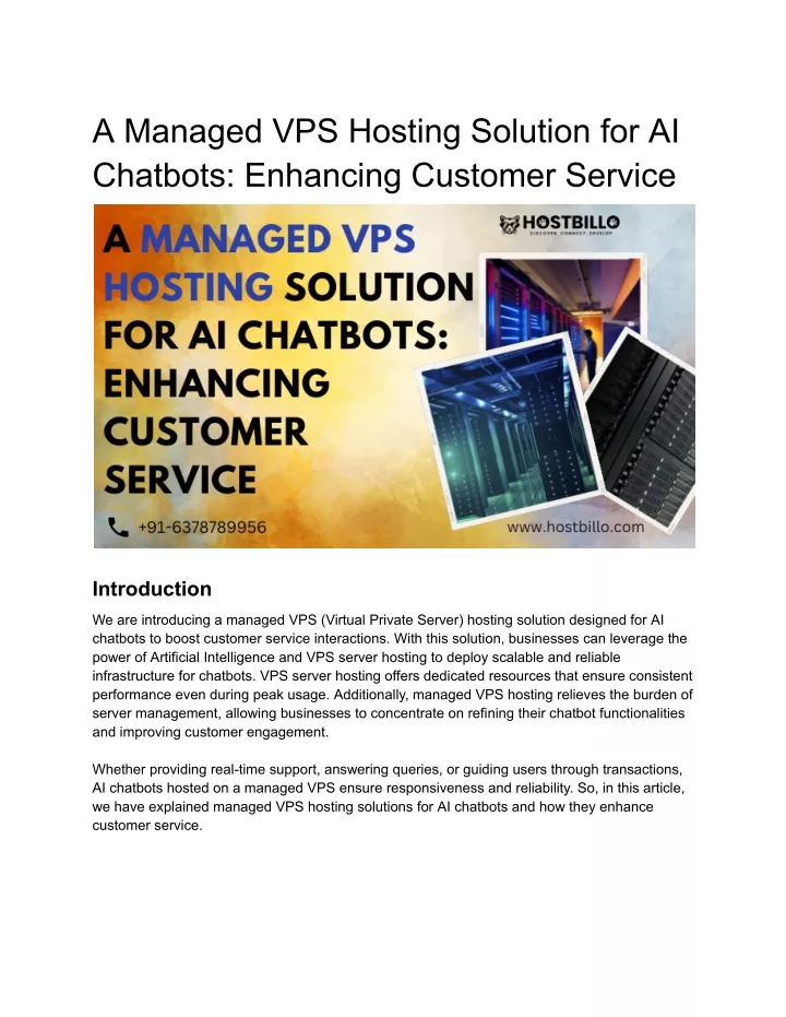 a managed vps hosting solution for ai chatbots