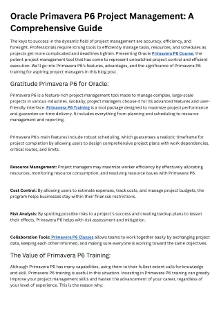 Oracle Primavera P6 Project Management A Comprehensive Guide