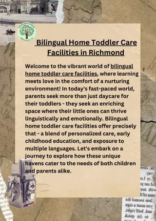 Bilingual Home Toddler Care Facilities in Richmond:  Fostering Language Skills