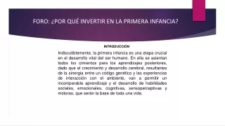 foro por qu invertir en la primera infancia