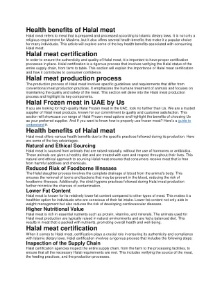 Health benefits of Halal meat