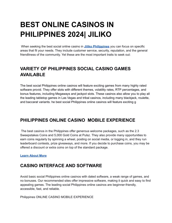 best online casinos in philippines 2024 jiliko