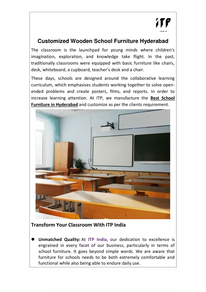 customized wooden school furniture hyderabad