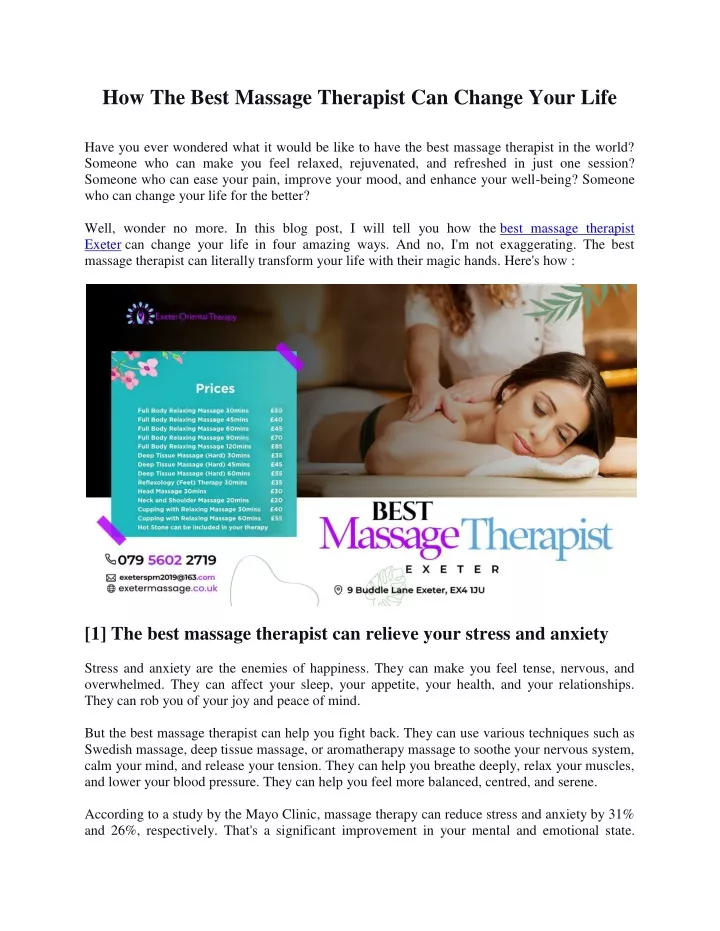 how the best massage therapist can change your