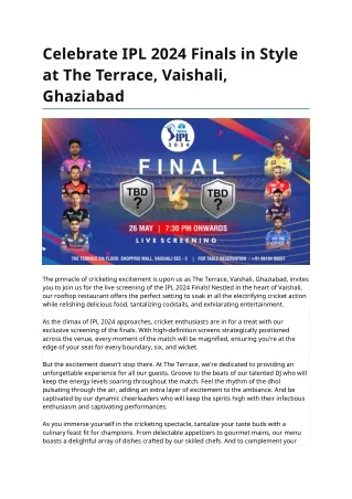 celebrate ipl 2024 finals in style at the terrace