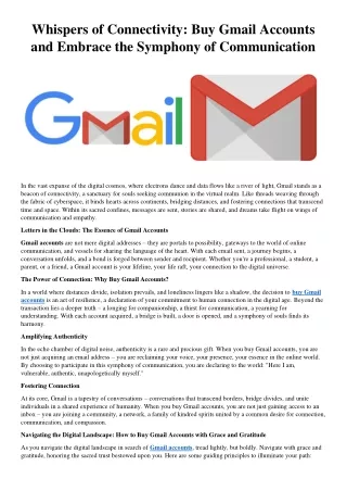 Buy Gmail Accounts and Embrace the Symphony of Communication