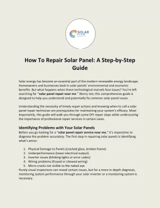 How To Repair Solar Panel: A Step-by-Step Guide