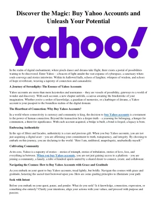 Buy Yahoo Accounts and Unleash Your Potential