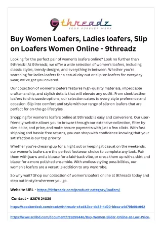 Buy Women Loafers, Ladies loafers, Slip on Loafers Women Online - 9threadz