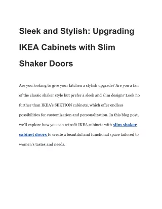Sleek and Stylish_ Upgrading IKEA Cabinets with Slim Shaker Doors