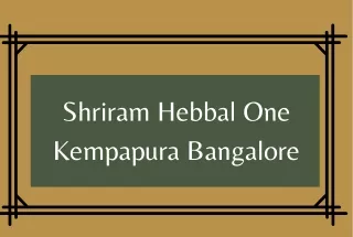 Shriram Hebbal One Kempapura Bangalore E Brochure Pdf