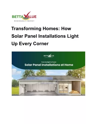 Transforming Homes-How Solar Panel Installations Light Up Every Corner