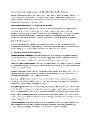 streamlining manufacturing operations with