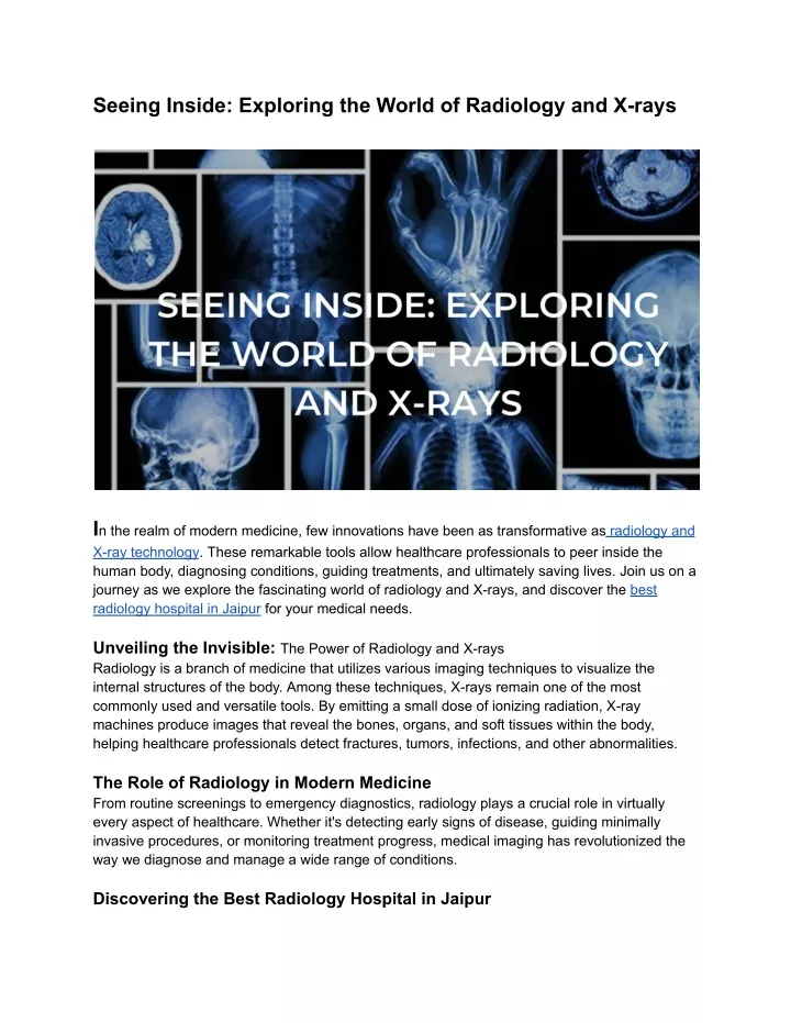 seeing inside exploring the world of radiology