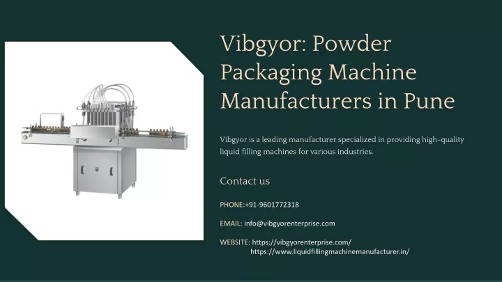 vibgyor powder packaging machine manufacturers