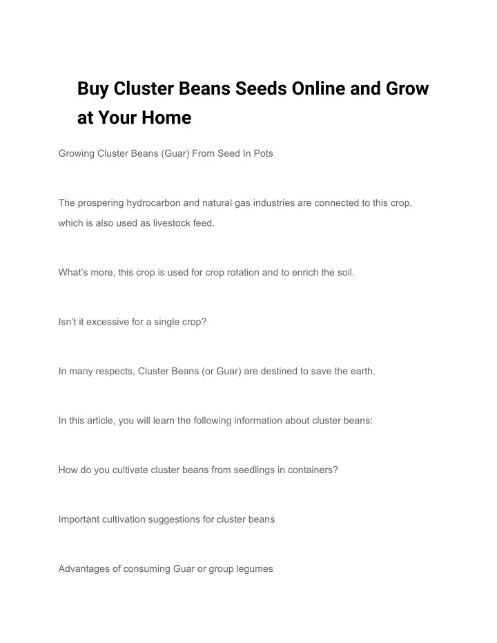 buy cluster beans seeds online and grow at your