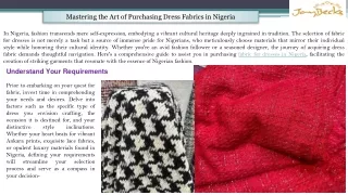 Mastering the Art of Purchasing Dress Fabrics in Nigeria