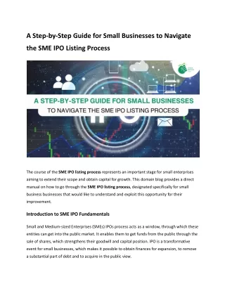 A Step-by-Step Guide for Small Businesses to Navigate the SME IPO Listing Process
