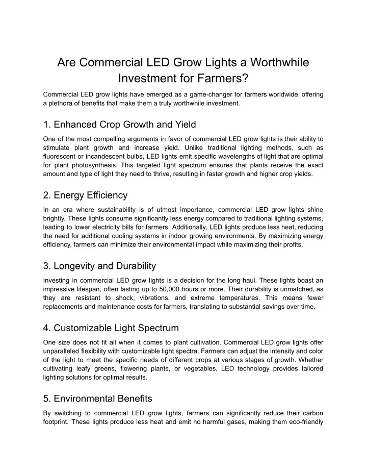 are commercial led grow lights a worthwhile