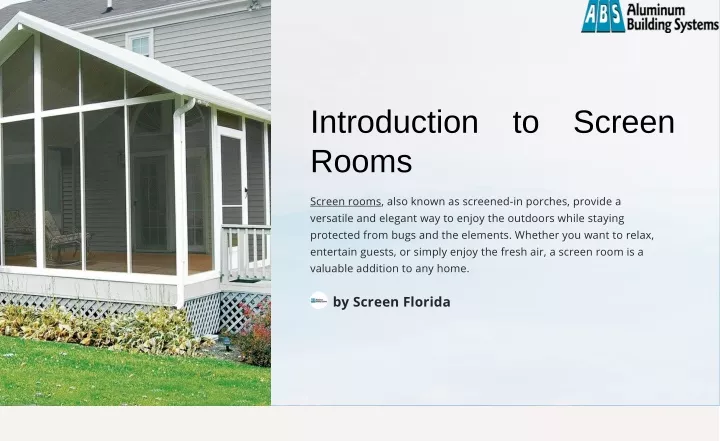 introduction to screen rooms