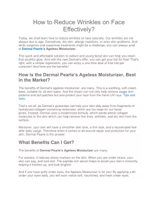how to reduce wrinkles on face effectively
