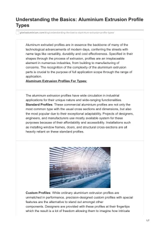 Understanding the Basics Aluminium Extrusion Profile Types