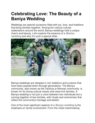 Celebrating Love: The Beauty of a Baniya Wedding
