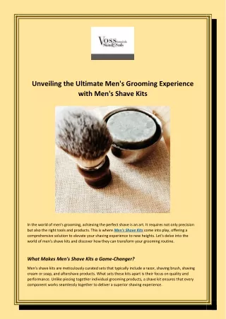 Unveiling the Ultimate Men's Grooming Experience with Men's Shave Kits