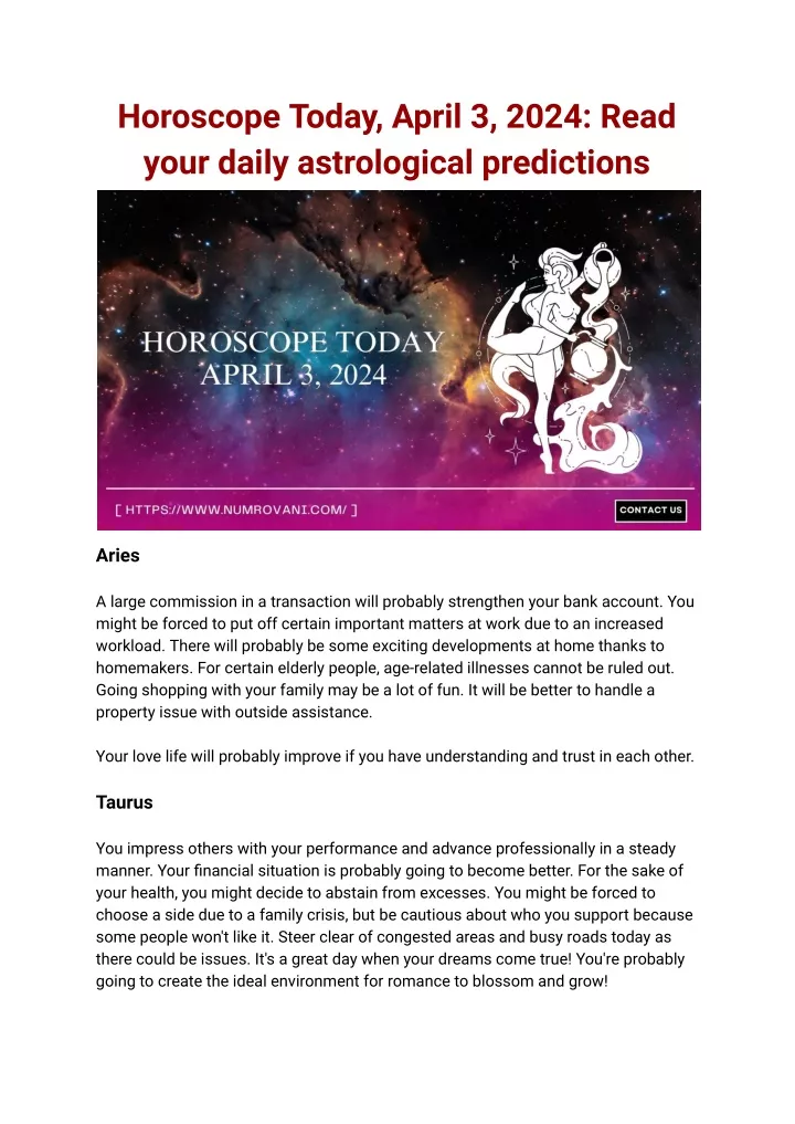horoscope today april 3 2024 read your daily