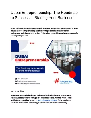 Dubai Entrepreneurship: The Roadmap to Success in Starting Your Business!