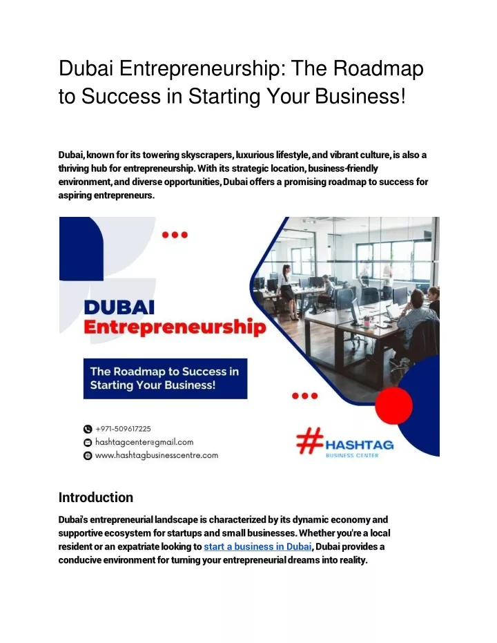 dubai entrepreneurship the roadmap to success in starting your business