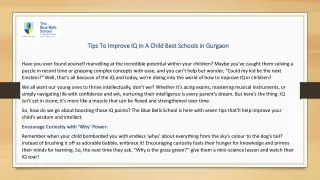Tips To Improve IQ In A Child Best Schools in Gurgaon
