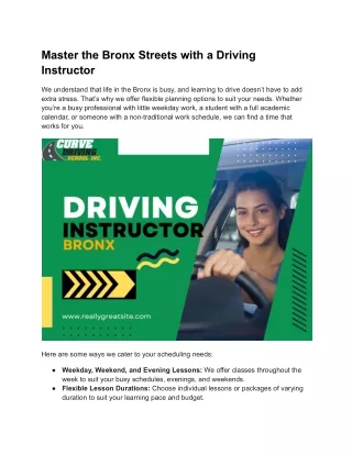 Master the Bronx Streets with a Driving Instructor