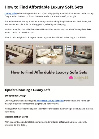 How to Find Affordable Luxury Sofa Sets