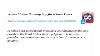 Kotak Mobile Banking App for Iphone