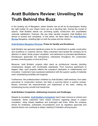 Aratt Builders Review_ Unveiling the Truth Behind the Buzz