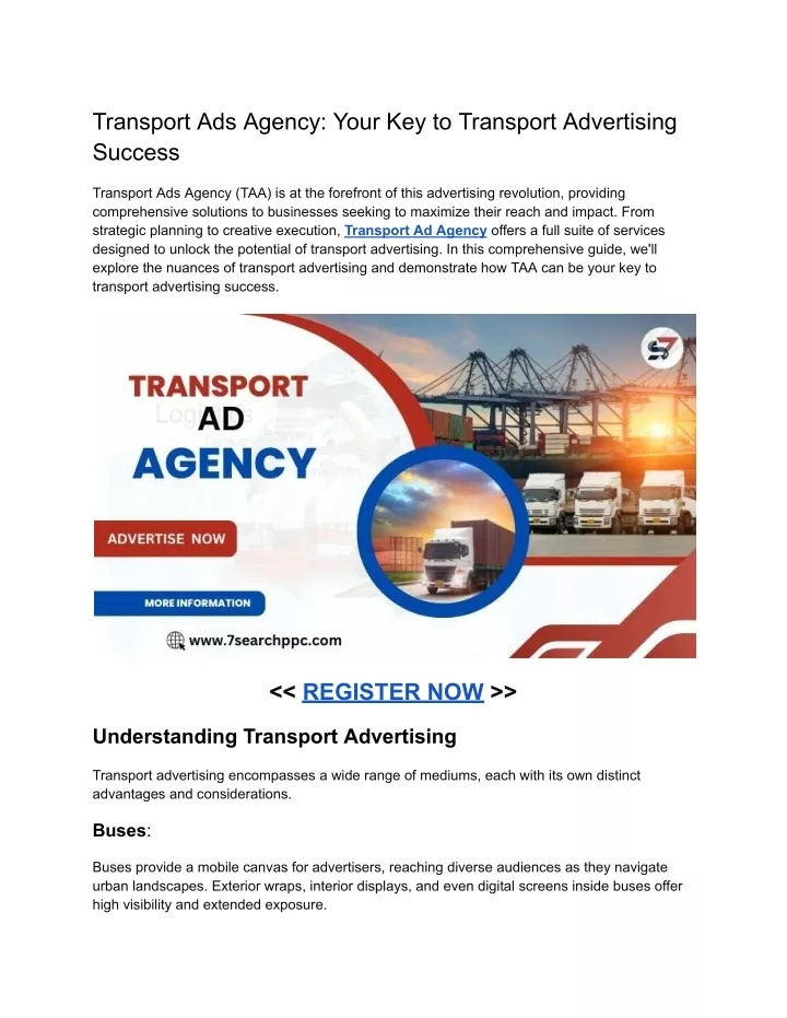 transport ads agency your key to transport