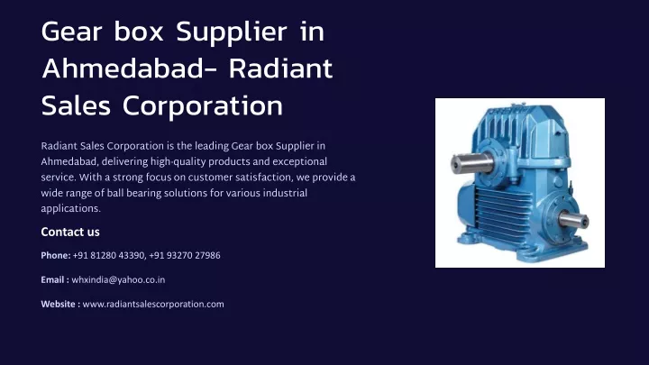 gear box supplier in ahmedabad radiant sales