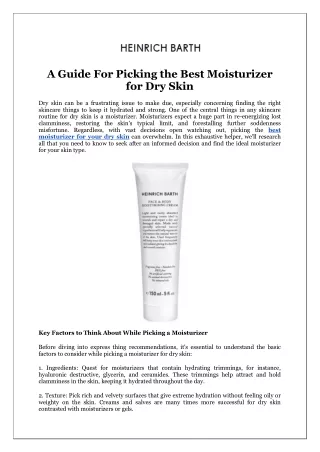 A Guide For Picking the Best Moisturizer for Dry Skin