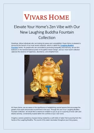 Elevate Your Home's Zen Vibe with Our New Laughing Buddha Fountain Collection