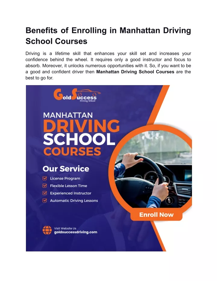 benefits of enrolling in manhattan driving school